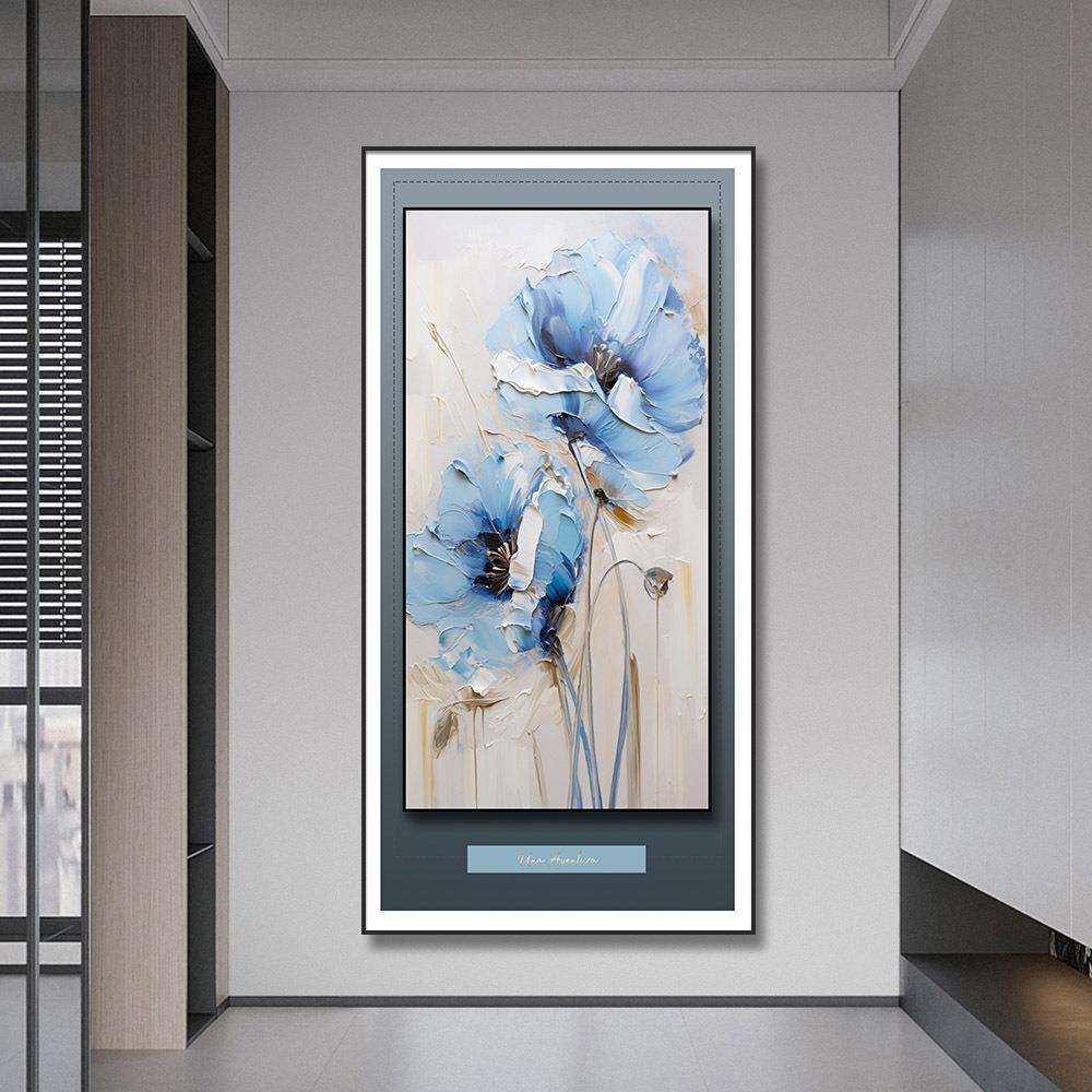 玄关走廊过道花卉装饰画皮革金箔悬浮双层星闪挂画