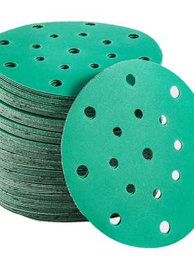 6寸干磨绿砂纸6寸17孔植绒圆砂纸适用费斯托六寸汽车抛光干磨砂纸