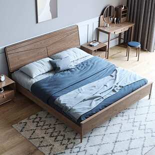 北欧白蜡木全实木床1.8米现代简约主卧室家具双人床1.5储物婚大床