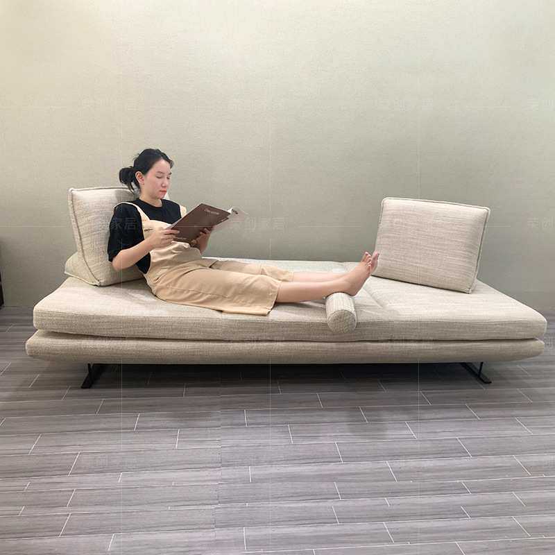 意式极简布艺普拉多沙发床客厅创意双面坐无扶手棉麻移动靠背沙发