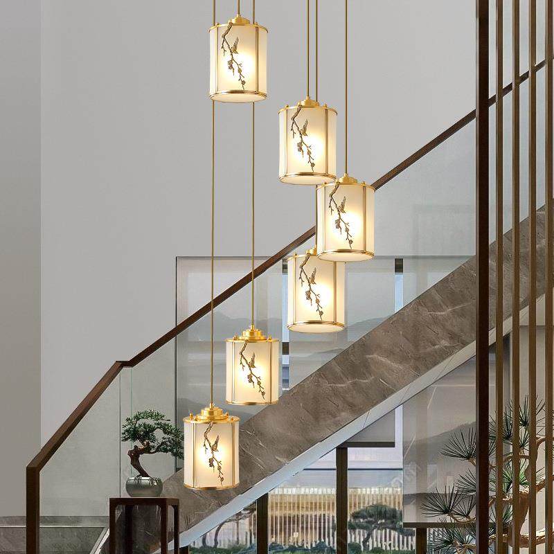 新中式全铜小吊灯中国风单头玄关过道灯阳台茶室卧室楼梯床头吊灯