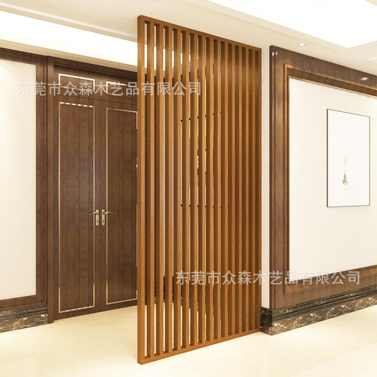 新中式入户玄关隔断屏风墙客厅实木格栅日式现代简约卧室镂空花格