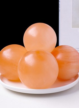 天然摩洛哥透石膏橙色水晶球摆件家居装饰消磁能量球工艺品摆件