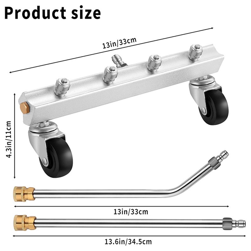 高压清洗机底盘清洁器 45 度斜角棒4000PSI 洗车水扫帚喷嘴可拆卸