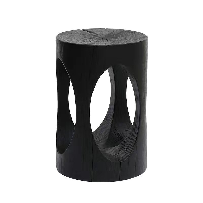 原木碳化茶几木墩花架民宿根雕底座实木凳子盆景架沙发旁边几摆件