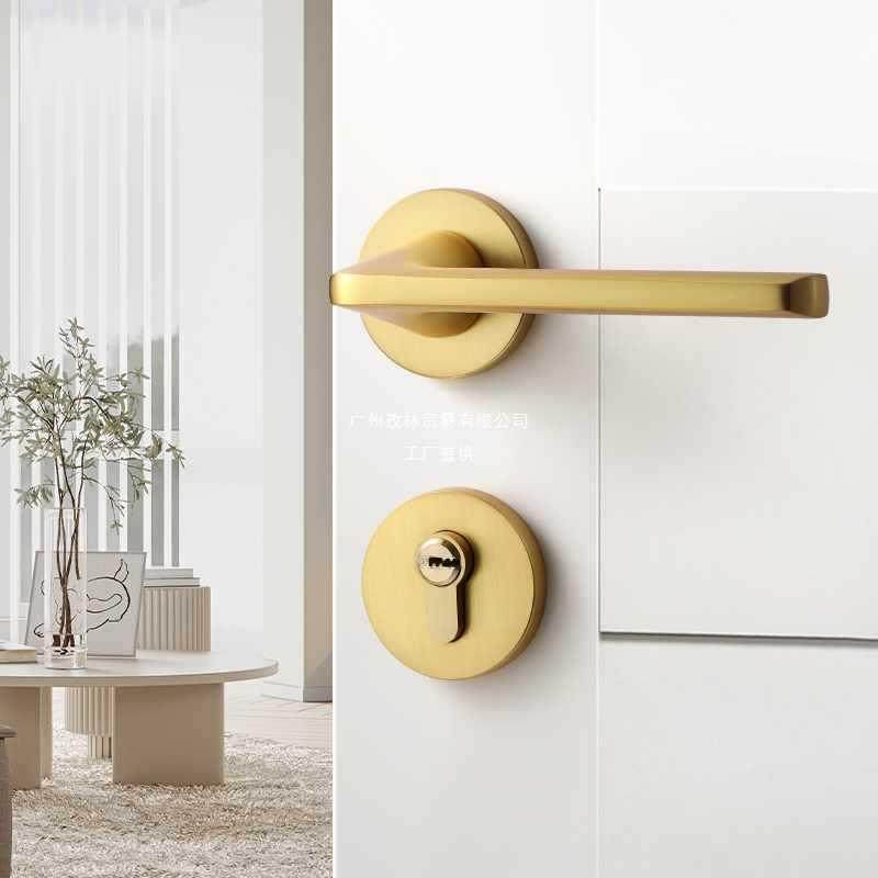 拉丝金分体门锁室内家用房门锁磁吸静音木门锁卧室金色轻奢门把手,电子元器件市场,其它元器件,淘宝优惠券,粉丝福利购,淘宝优惠卷