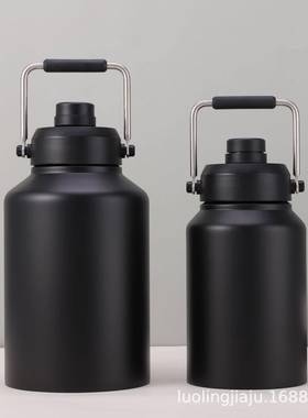 大容量户外旅行水壶双层镀铜不锈钢保温杯64oz128oz露营保冷冰桶