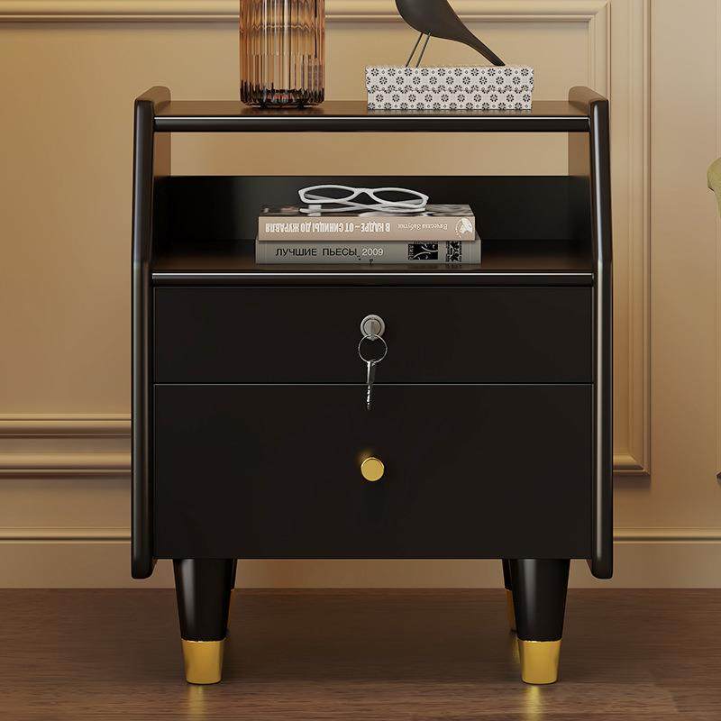 床头柜实木北欧小型床边柜卧室带锁储物柜现代简约床边黑色收纳柜,3C数码配件,USB灯,淘宝优惠券,粉丝福利购,淘宝优惠卷