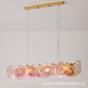 法式轻奢玻璃穆拉诺吊灯吧台餐厅设计师款2025年新款别墅餐桌灯具