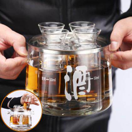 温酒器日式玻璃黄酒套装家用清酒壶酒杯煮酒温酒壶烫酒壶保温
