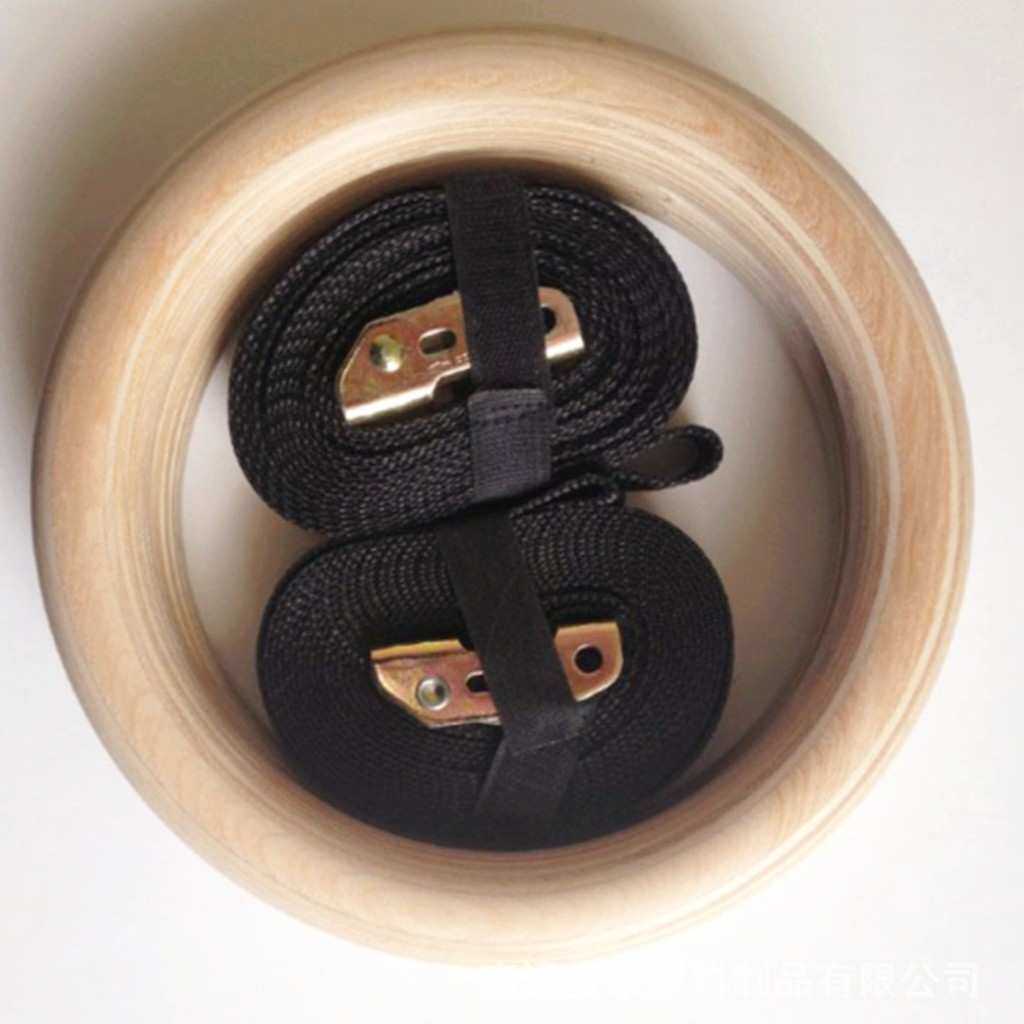 健身体操器材 木质吊环 手臂力量训练 28mm木吊环配2.5cm宽吊带