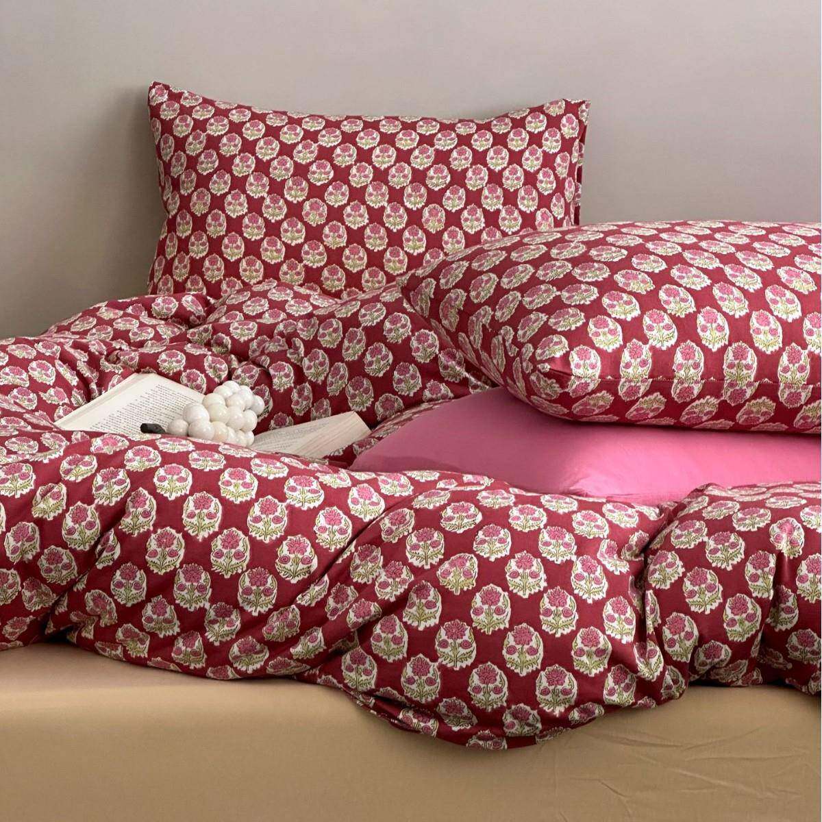 复古印度风A类碎花针织棉全棉亲肤四件套纯棉天竺棉床单被套床笠