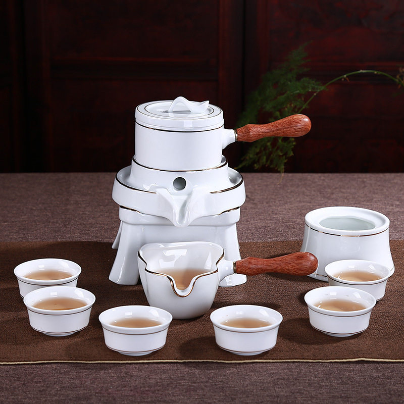 时来运转直销粗陶瓷茶具整套功夫半石磨泡茶茶水分离陶瓷茶具套装