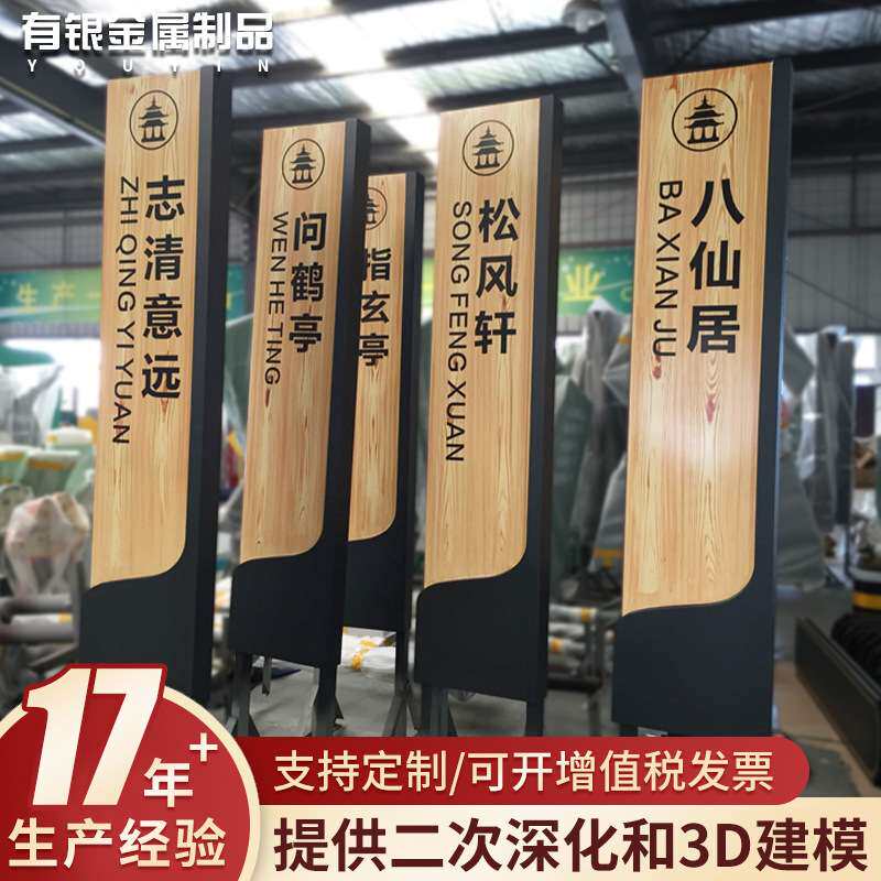指示牌标牌景区导视标牌镀锌板烤漆丝印厂家设计安装仿木制作公园