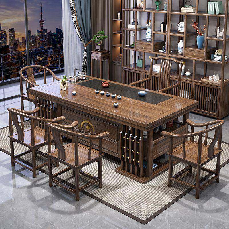 新中式泡茶桌椅组合全自动茶几实木家用办公室茶台茶桌一体一整套