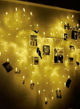 彩灯led爱心形相片夹子串灯婚庆节日暖黄色卧室墙面灯串闪光彩