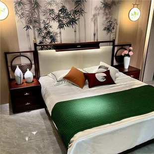 别墅大平层主卧全实木新中式双人1.8米大床简约现代乌金木婚床