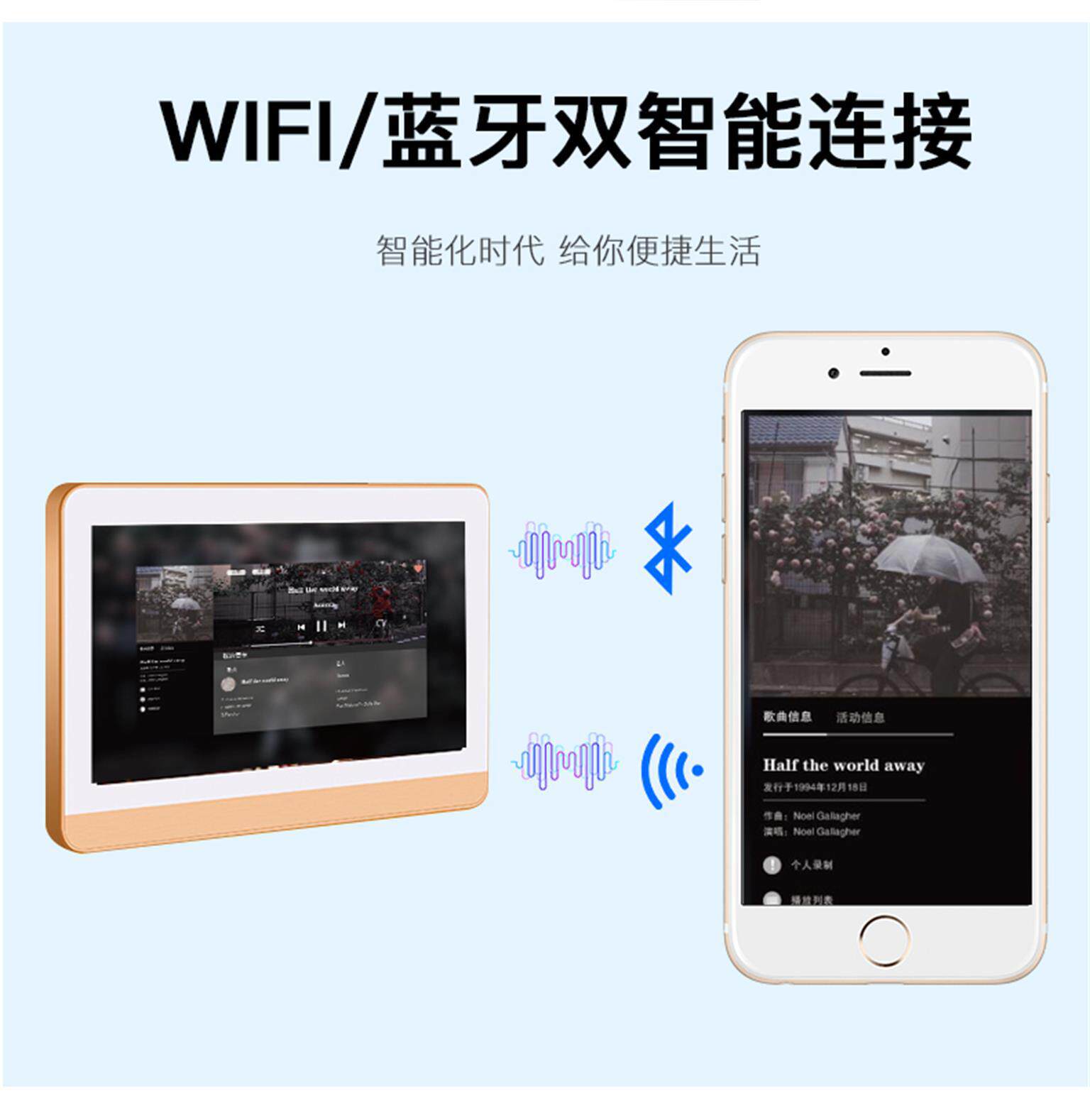 7寸家居家庭背景音乐主机系统全触屏面板无线音响控制器触摸屏