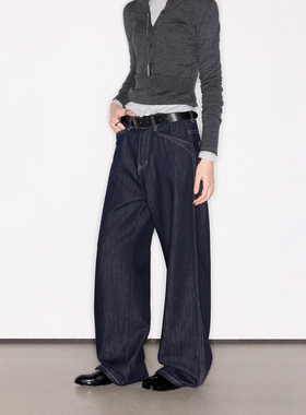 Deep Rain丹宁原牛美式复古高级感宽松A字牛仔裤