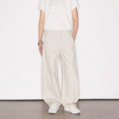 Deep Rain简约裁剪纯棉弯刀廓形高级感百搭休闲复古阔腿裤