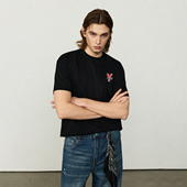 Rain美式 街头涂鸦风格 刺绣高街潮牌时尚 Deep 宽松短袖 T恤