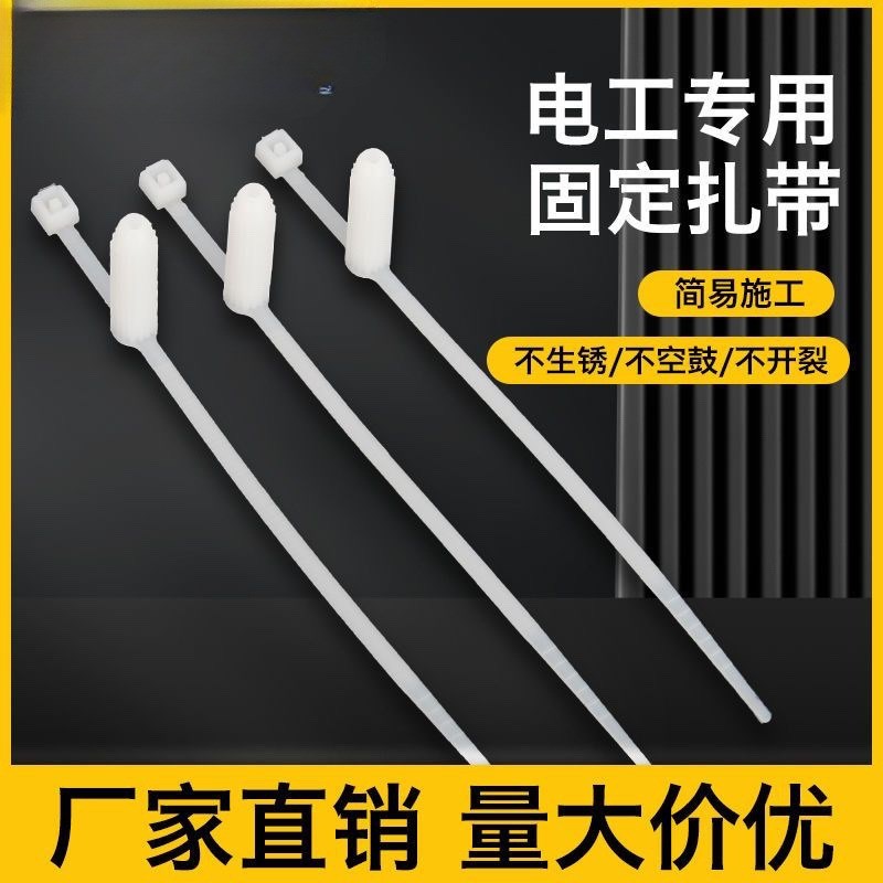 电工扎带线管固定扎带插销式墙壁电线束线座线管绑带布线线卡