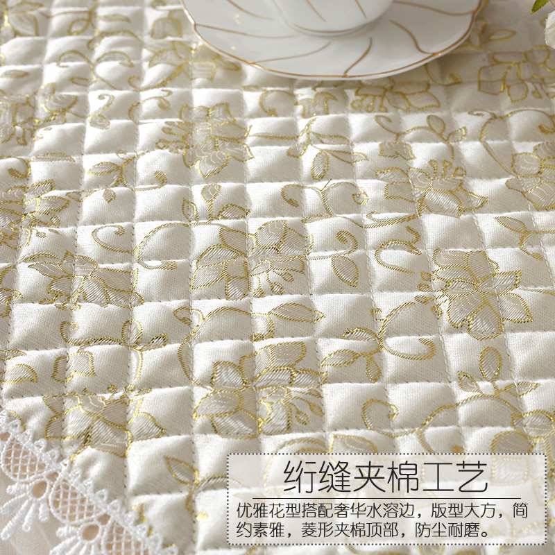 夹棉床头柜盖布欧式蕾丝卧室布艺小台布床头柜罩方巾打印机防王金