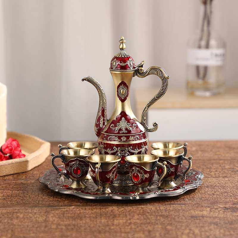 轻奢复古小欧式酒具 红宝石镶嵌合金酒具套装 酒店宴会酒壶酒杯,3C数码配件,USB灯,淘宝优惠券,粉丝福利购,淘宝优惠卷