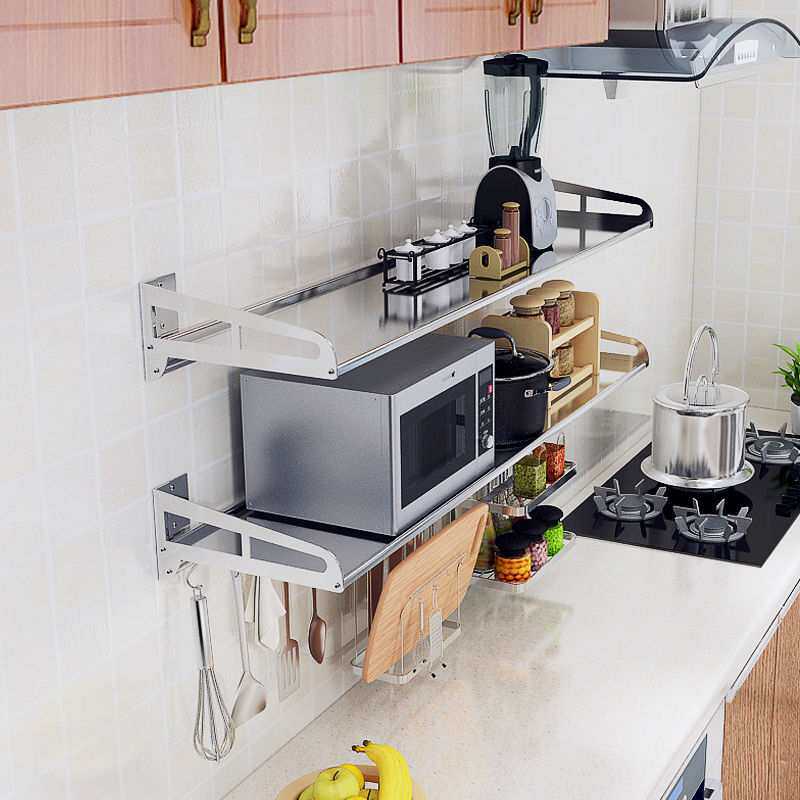 免打孔304不锈钢厨房置物架墙上壁挂式调料架收纳储物用品架子