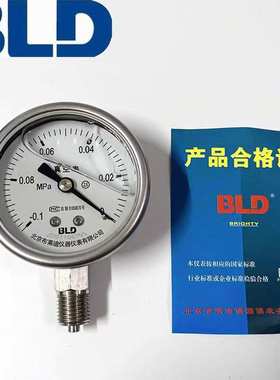 北京布莱迪压力表YTN63H全不锈钢耐震压力表 螺纹M14*1.5径向安装
