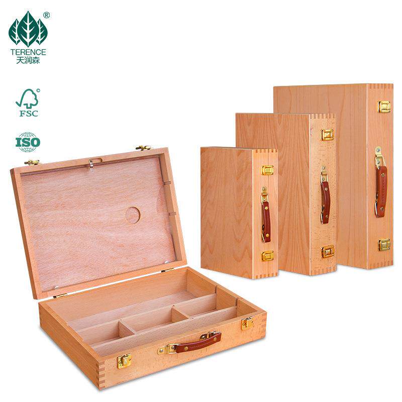 美术生专用木制画盒收纳盒木质大容量多功能便携手提画箱工具箱