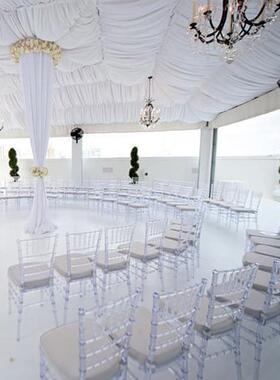 网红水晶竹节宫廷椅子PC塑料透明亚克力婚礼堂主题宴会厅婚庆餐椅