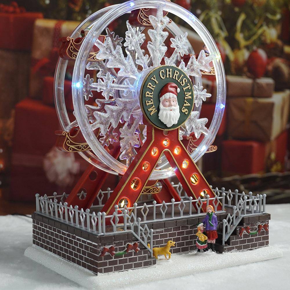 ANYOU圣诞七彩摩天轮游乐场音乐盒工艺品摆件节日童趣圣诞限定
