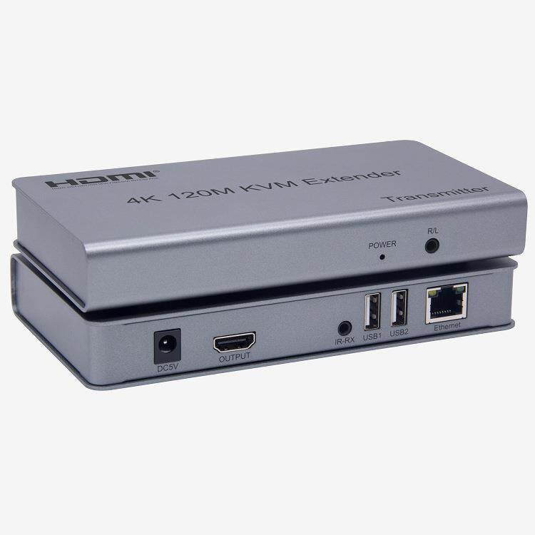 KVM120米4K延长器支持触屏显示器音频USB键盘带环出红外控制