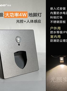 磁吸光控人体感应台阶过道玄关墙角楼梯踏步小夜灯金属防水地脚灯