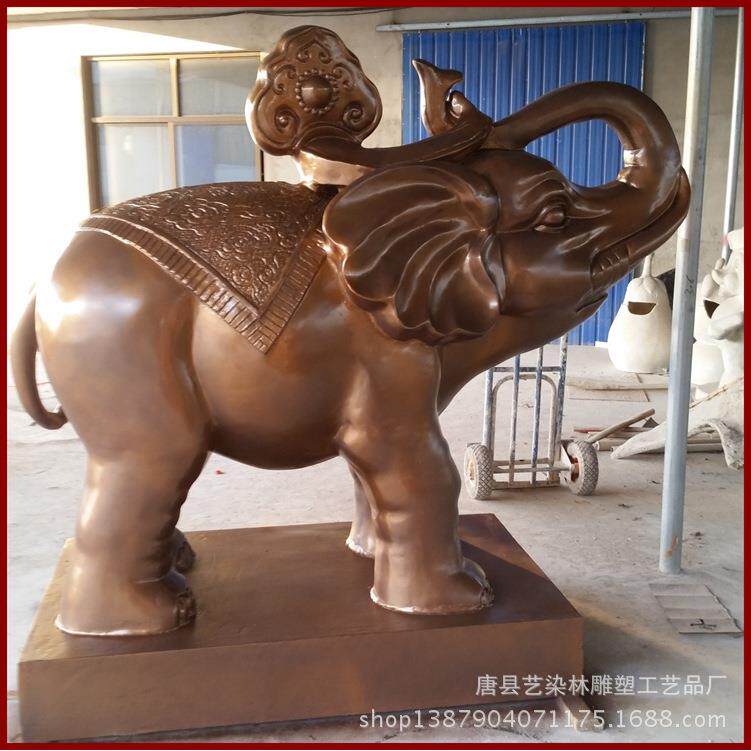 艺染林供应室外迎宾玻璃钢大象雕塑景观落地装饰摆件工艺品