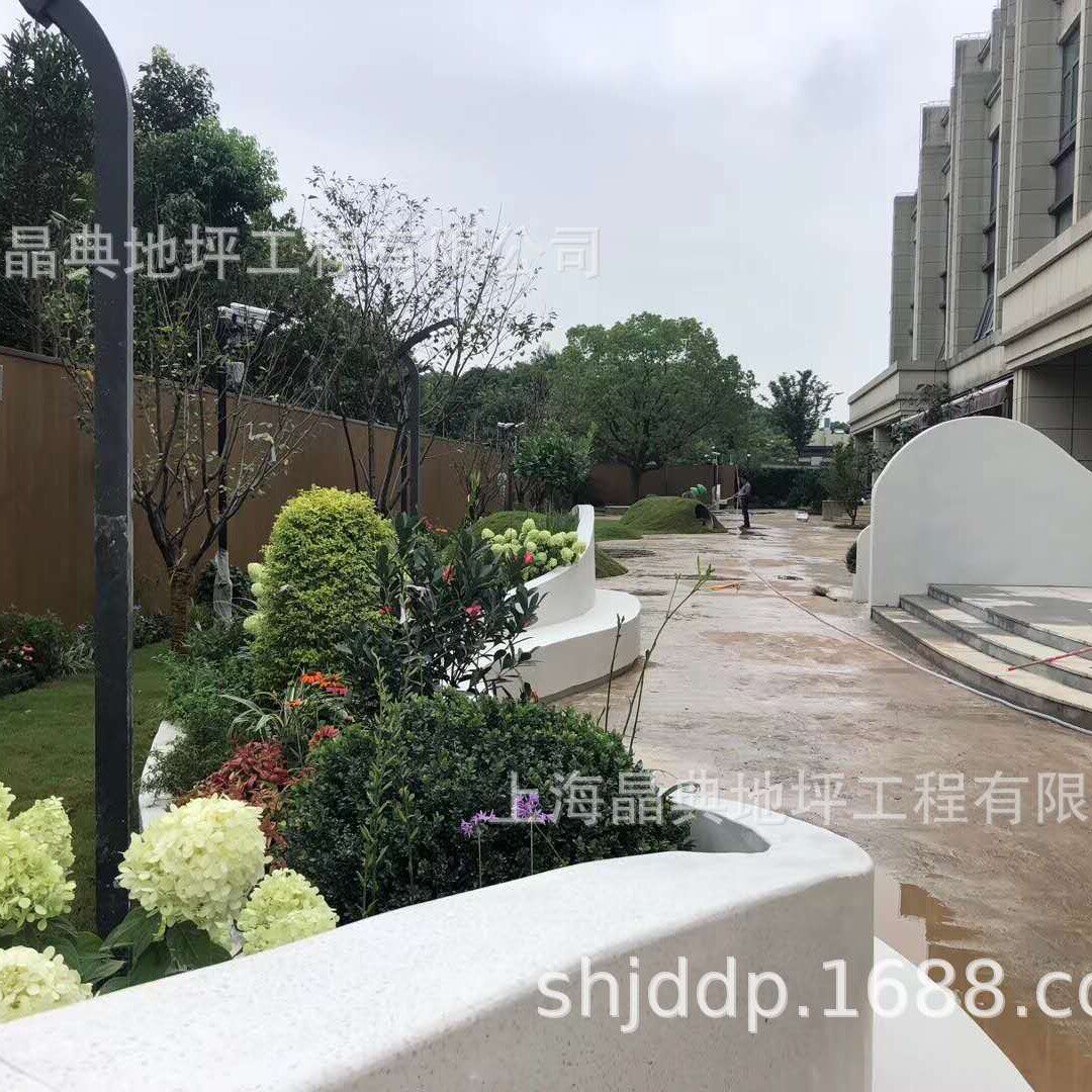 口袋公园水磨石户外休闲异形坐凳私人花园水磨石树池花坛设计施工