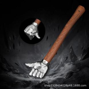爆款新品工艺拼摆件不锈钢拳头锤子大拇指实心铁锤车载多功能