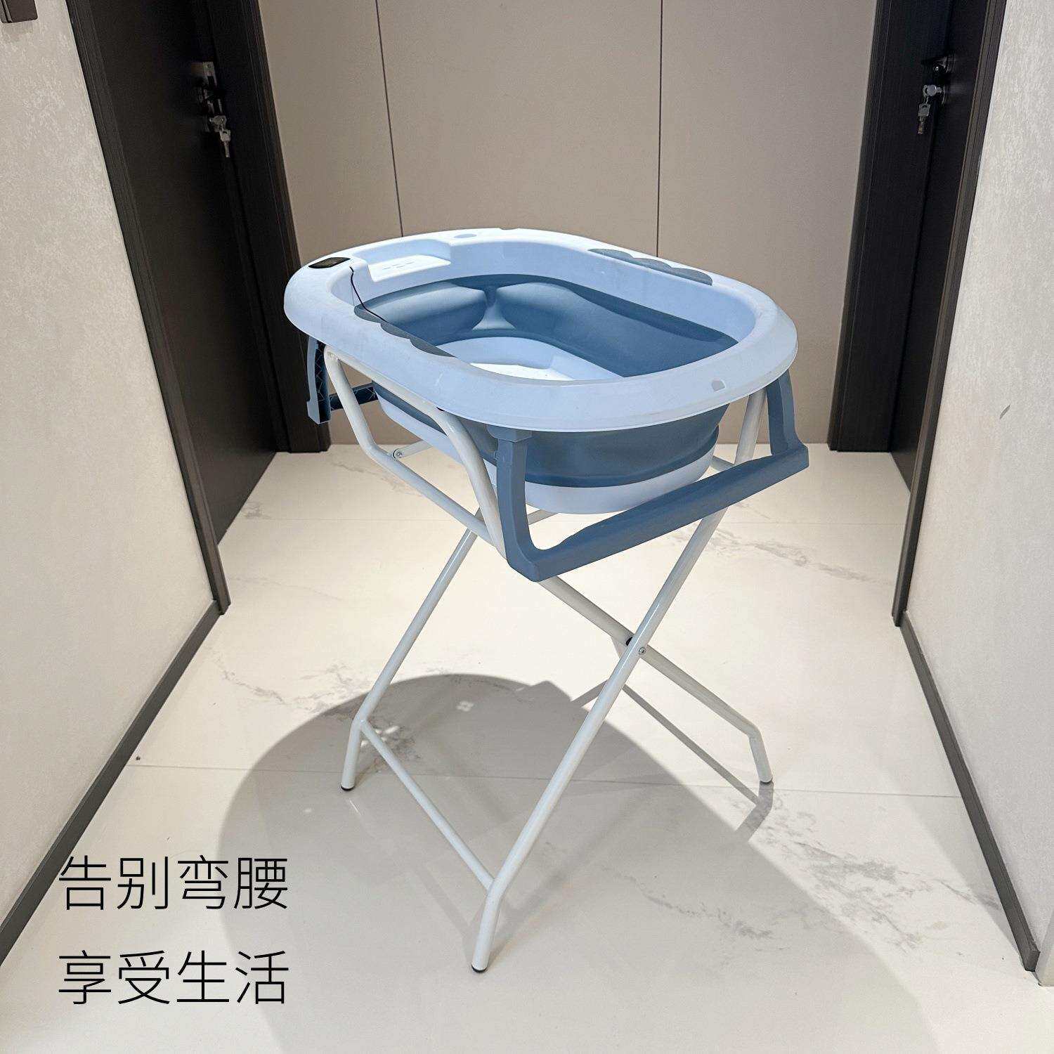 新生儿坐躺式浴盆婴儿洗澡盆加长加宽婴儿浴盆儿童带支架折叠浴盆