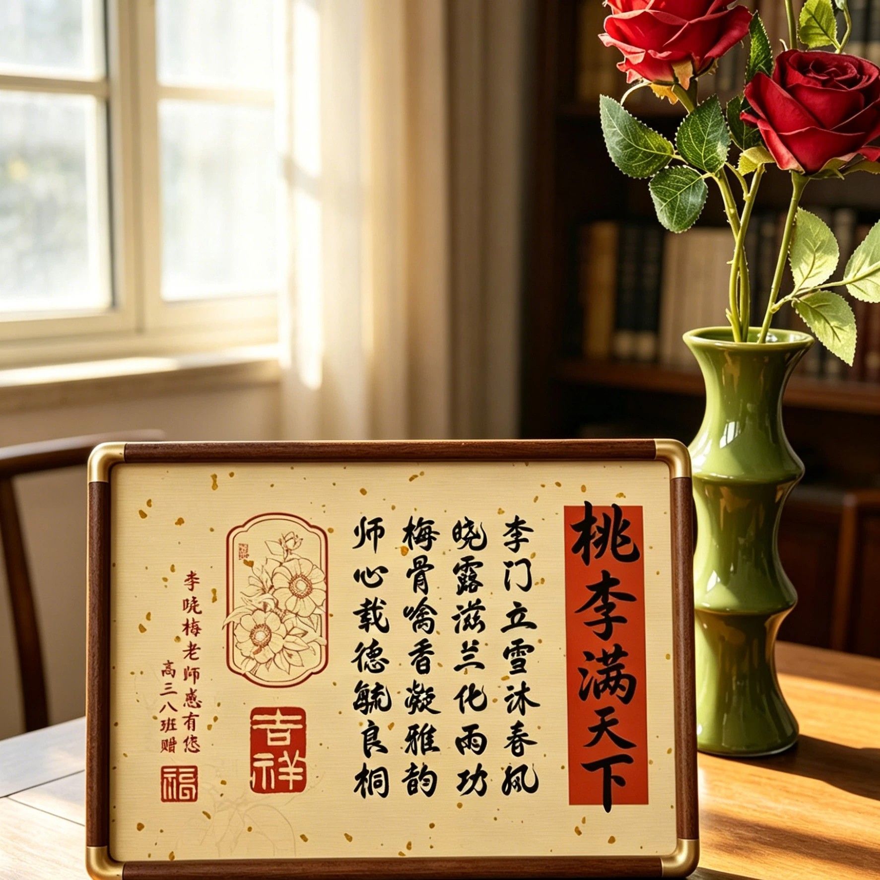 毕业季谢师礼送老师定制藏头诗相框摆台书法字画框办公室摆件