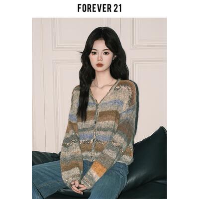 Forev21软糯马海毛撞色针