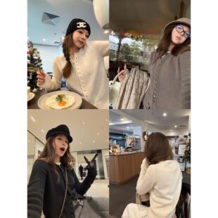 Xzz charmingl pr@da叠叠乐 羊毛针织衫上衣女内搭毛衣开衫短外套