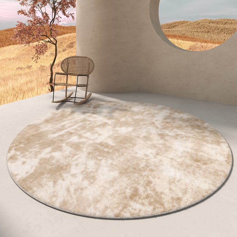 原木风圆形客厅地毯圆型卧室沙发茶几毯床边椅子防水防污2024新款