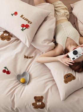 2件25新款100SBDE全棉磨毛巾0绣甜甜系列四毛套