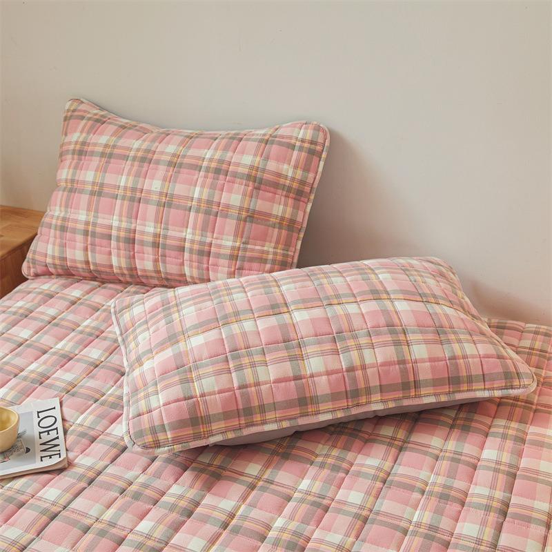 A类色织全棉夹棉床笠水洗尘棉002件单加厚床罩全包席梦防思床垫新