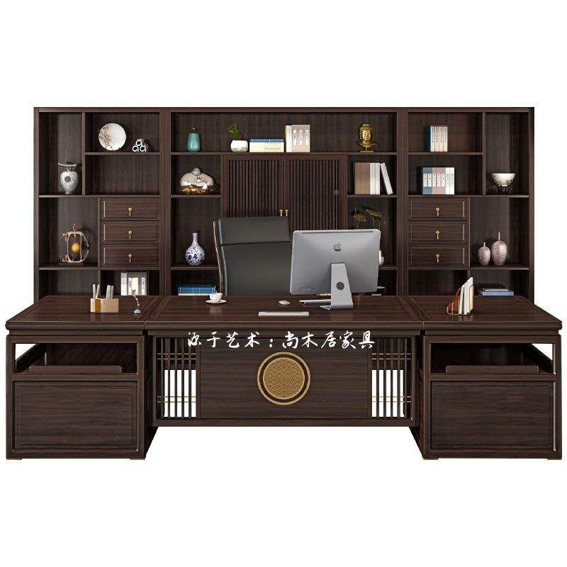 新中式老板大班桌实木总裁办公室金木-019办桌书公柜乌组合整桌套,商业/办公家具,大班台/主管桌,淘宝优惠券,粉丝福利购,淘宝优惠卷