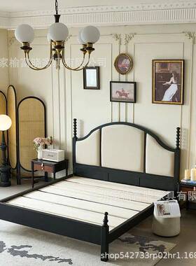 花红橡美式实木LZF床艾米式床法雕床屏古主卧双人大床轻复简约婚