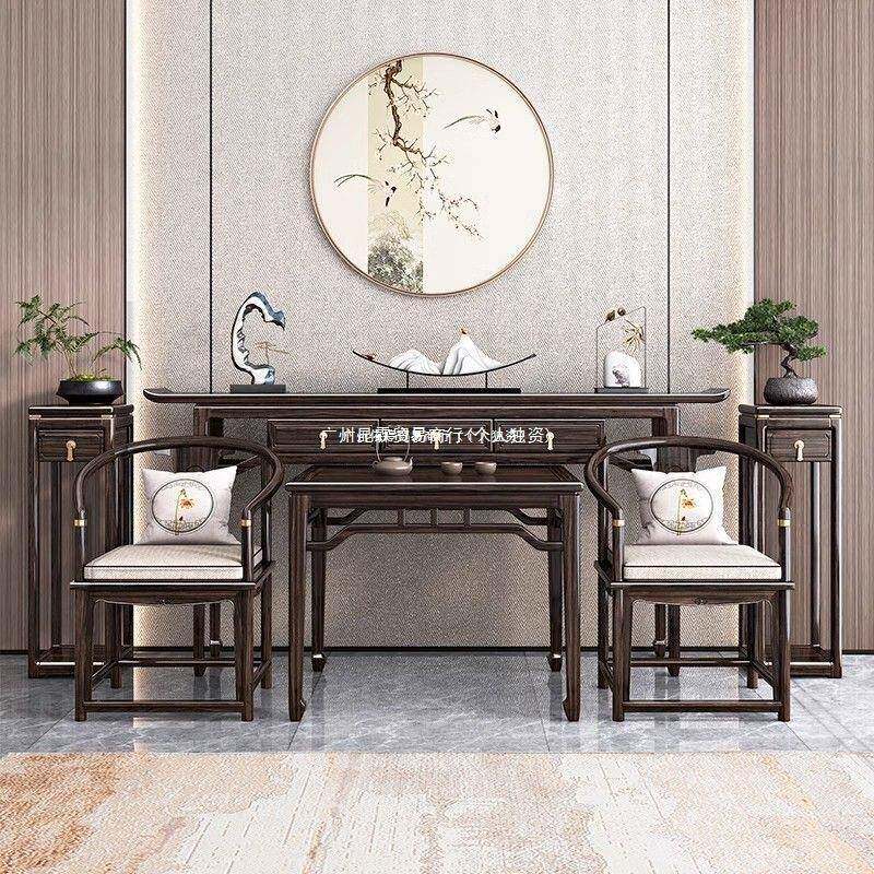 中乌金式木中堂六案414件套全实木新八仙桌条供桌农村堂屋香案台