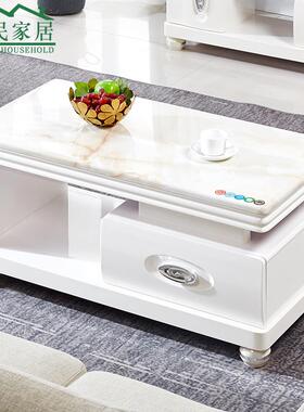 7大理石茶几电户视柜实木T烤漆客厅家用约小型1米现代WKI简时尚