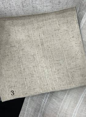 门幅2竖80cm定原木风格本色高条纹棉麻客厅窗布605料帘样板房抱枕